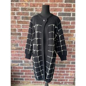 Vintage black and white long cardigan sweater - Monto por le Chois - size S